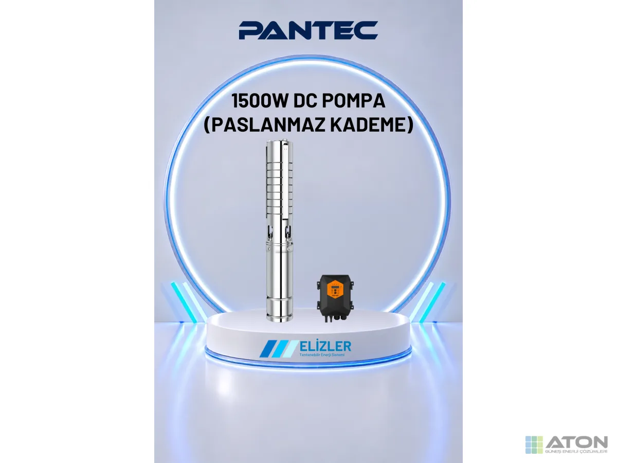 Pantec 1500W DC Güneş Pompası Paslanmaz Çelik (4.5 m³/h, 200m)