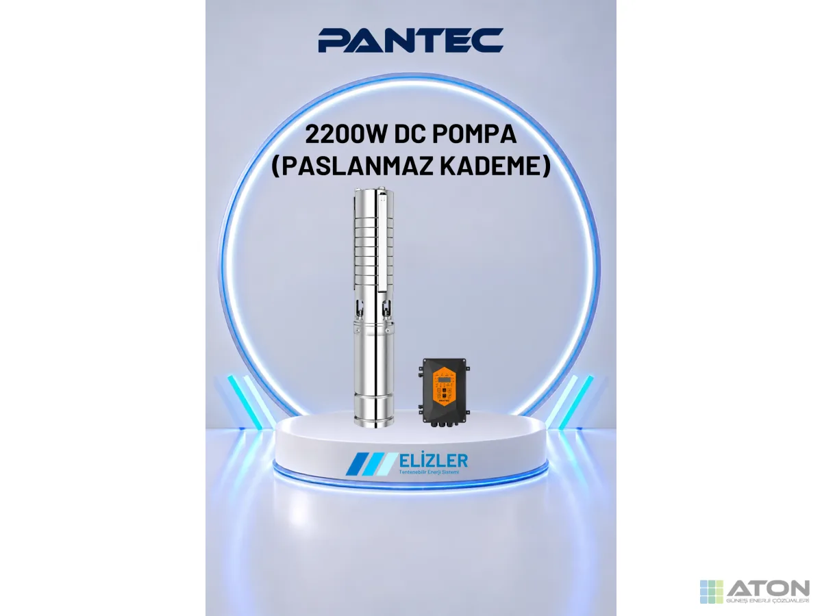 Pantec 2200W DC Güneş Pompası Paslanmaz Çelik (11 m³/h, 150m)